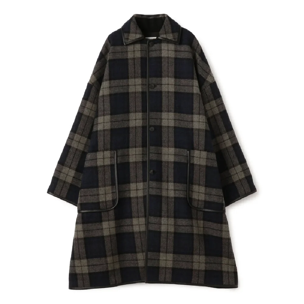 タータンウールツイード バルカラーコート 2
