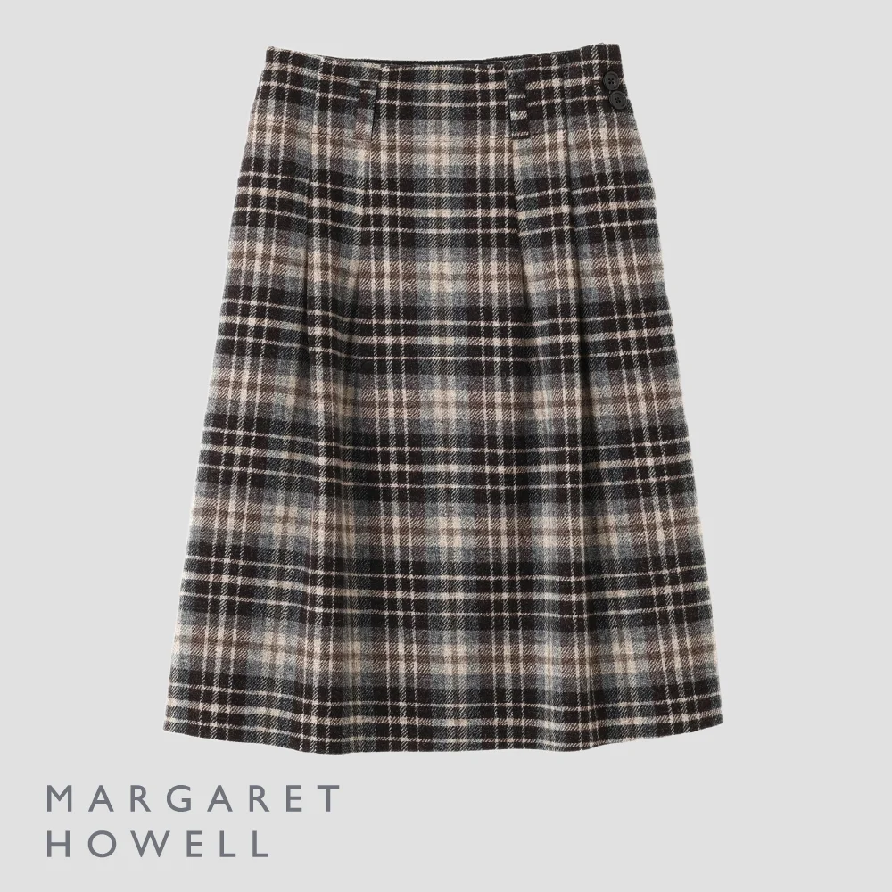 LARGE CHECK WOOL SKIRT 1