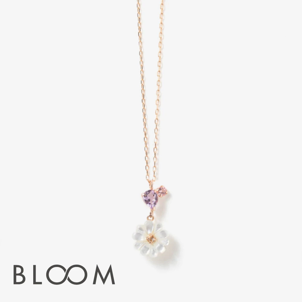 2月誕生花 K10 ピンクゴールド マーガレット ネックレス 1