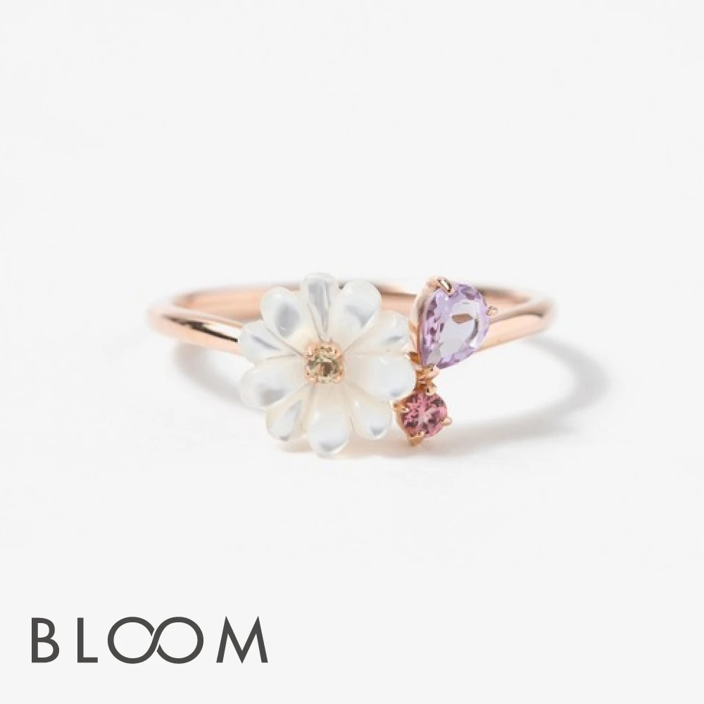 2月誕生花 K10 ピンクゴールド マーガレット リング 1