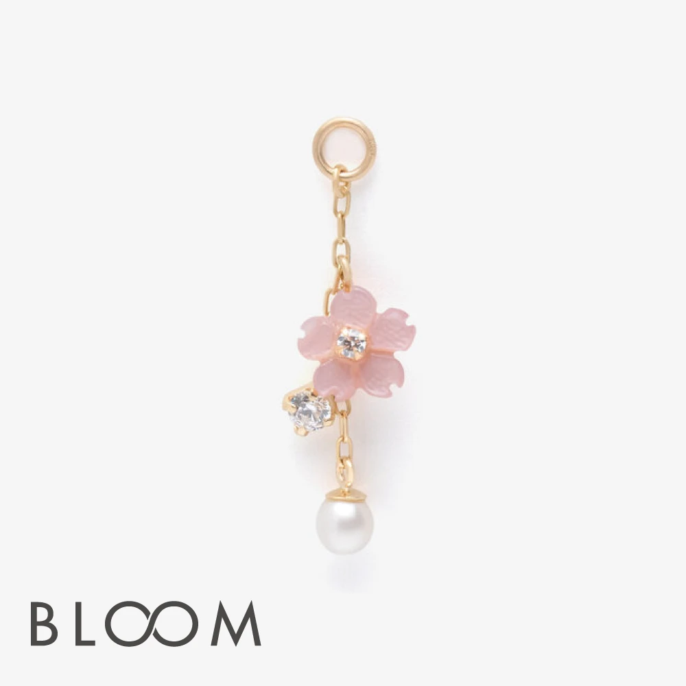 K10 イエローゴールドピンクシェル　サクラピアスチャーム（片耳用） 1