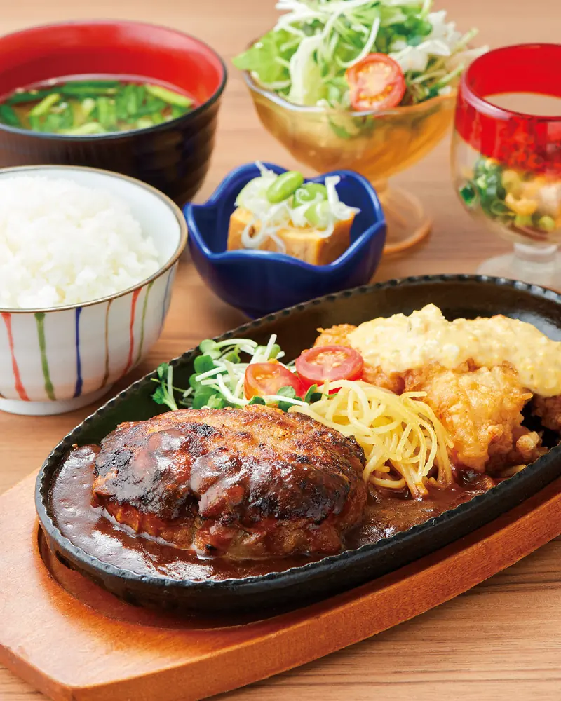 ちょうちょ家 ハンバーグとチキン南蛮セット